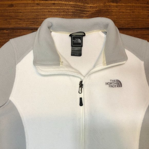 North Face Women's Fleece Jacket - Full Zip, White & Gray - Picture 2 of 11